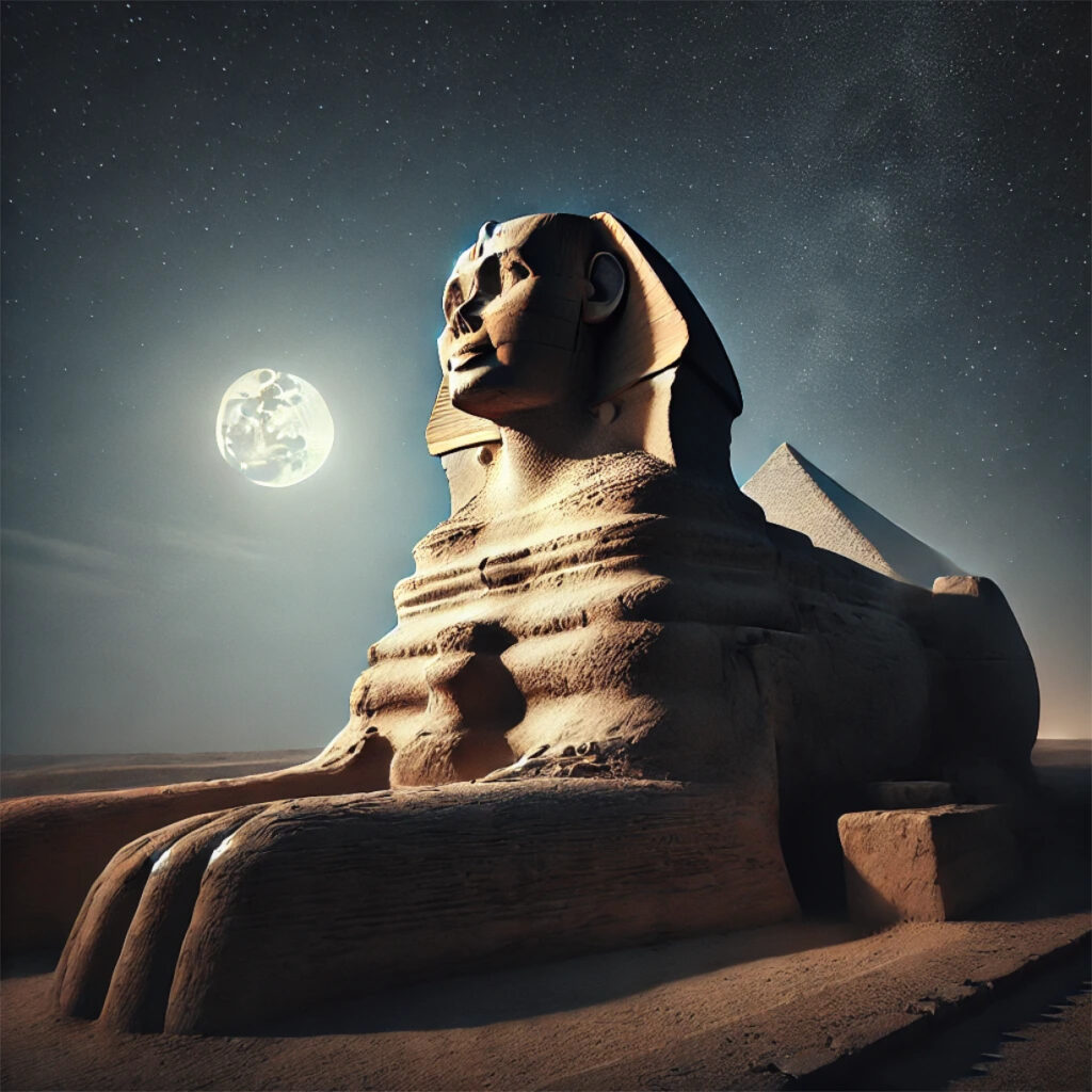 La Gran Esfinge de Giza durante la noche