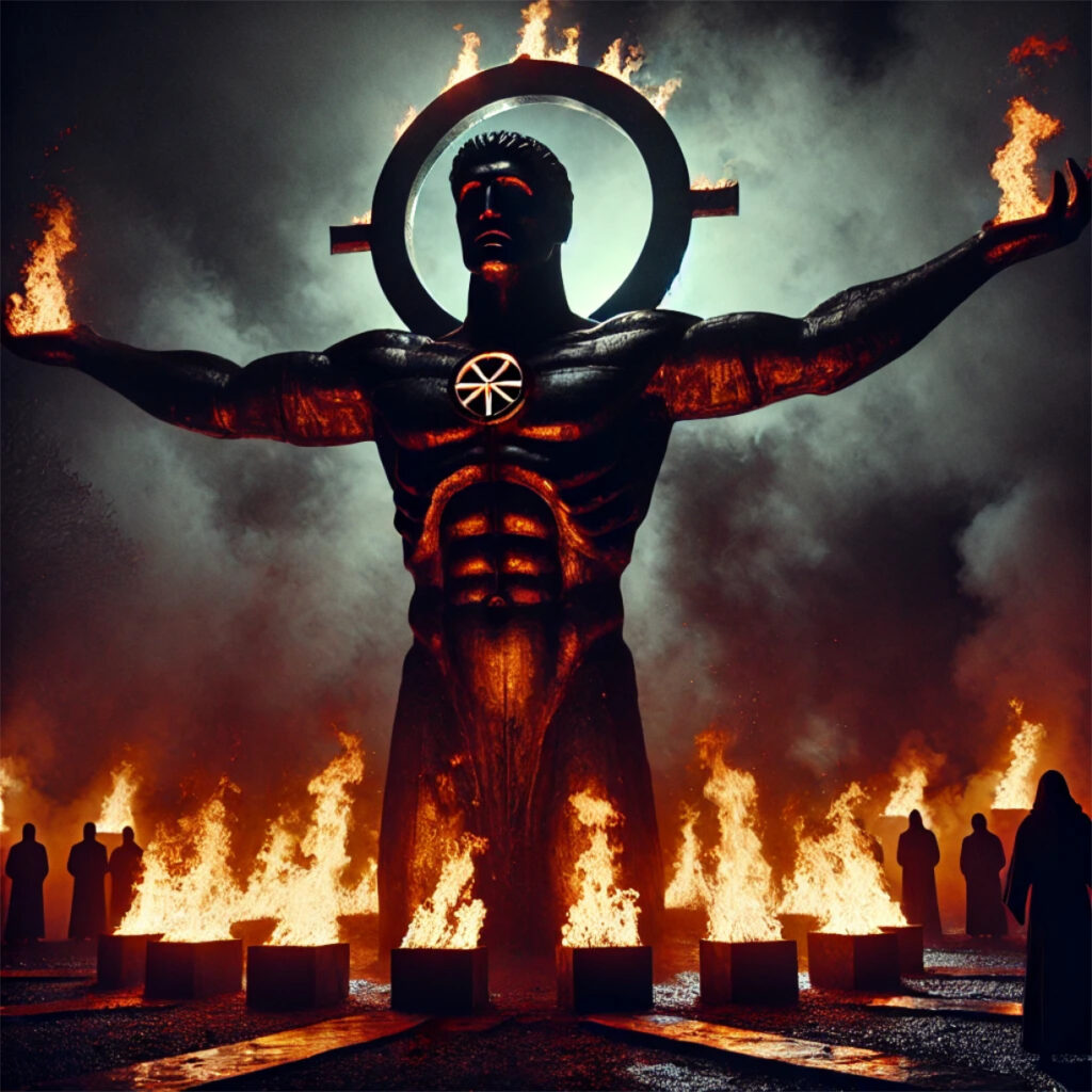 Representación oscura de un ídolo en bronce de Saturno