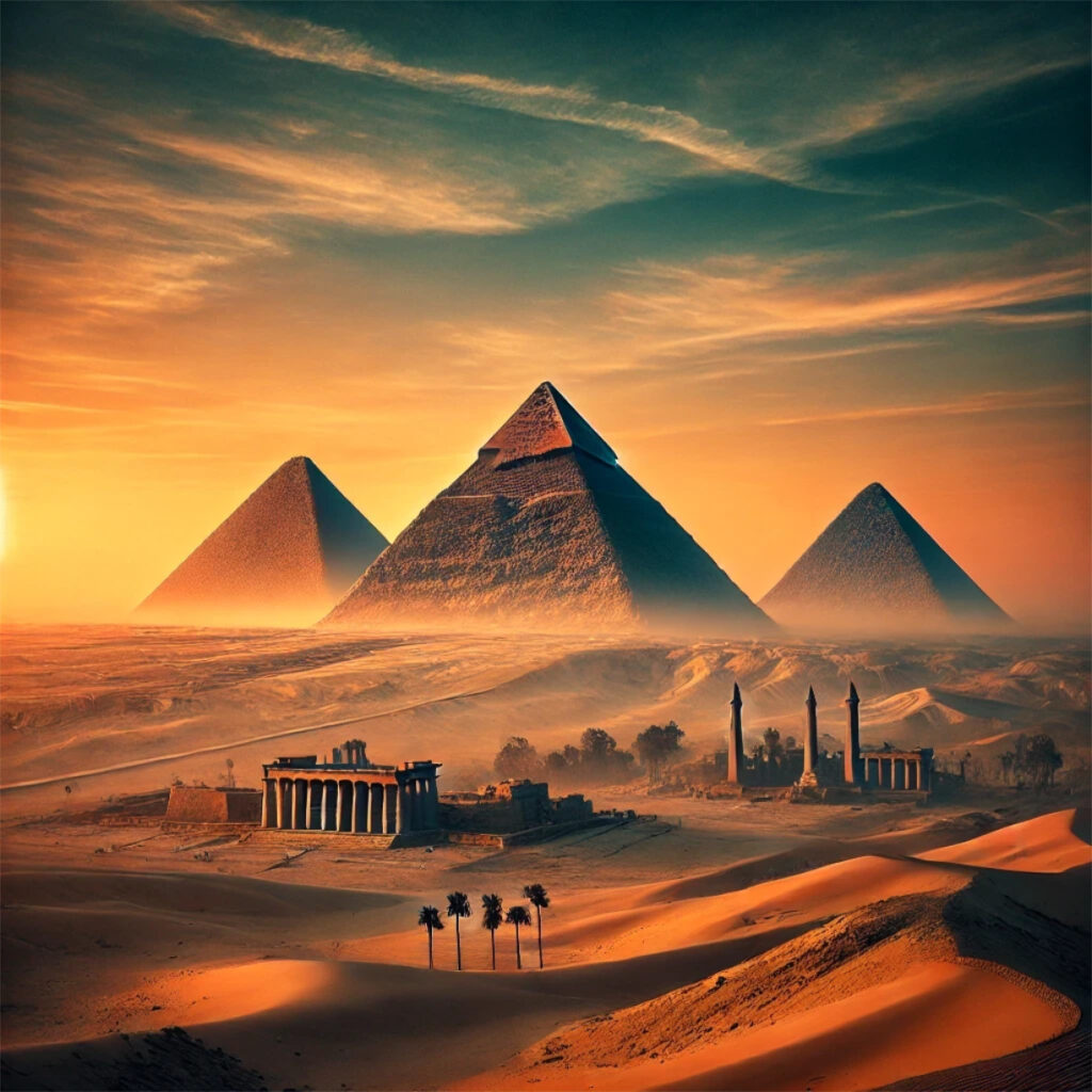 Vista panorámica de las Pirámides de Giza