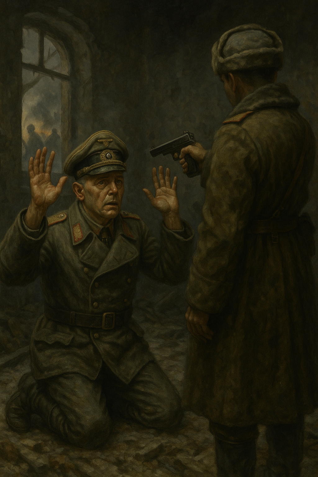 Rendición de Friedrich Paulus frente a un oficial soviético, Stalingrado 1943.