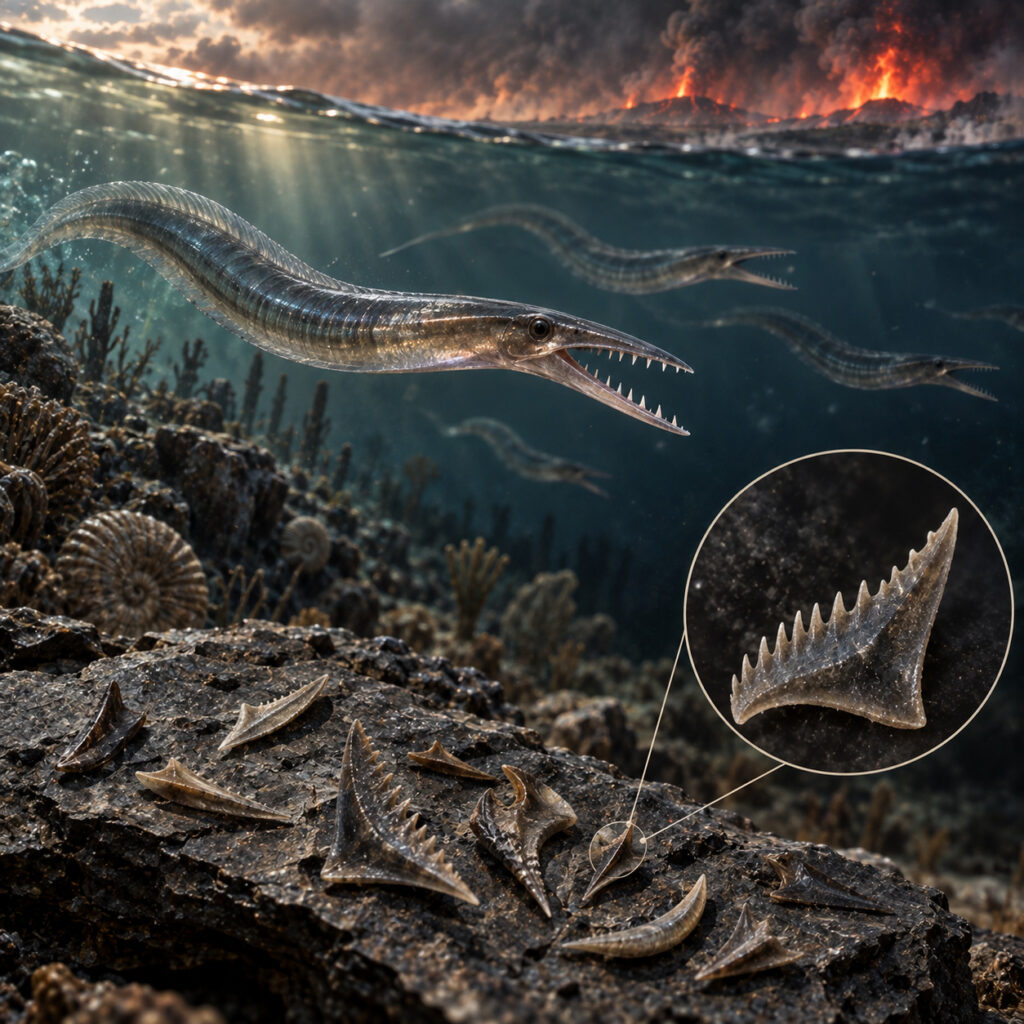 Conodontos y sus estructuras fosilizadas durante la extinción del Pérmico-Triásico