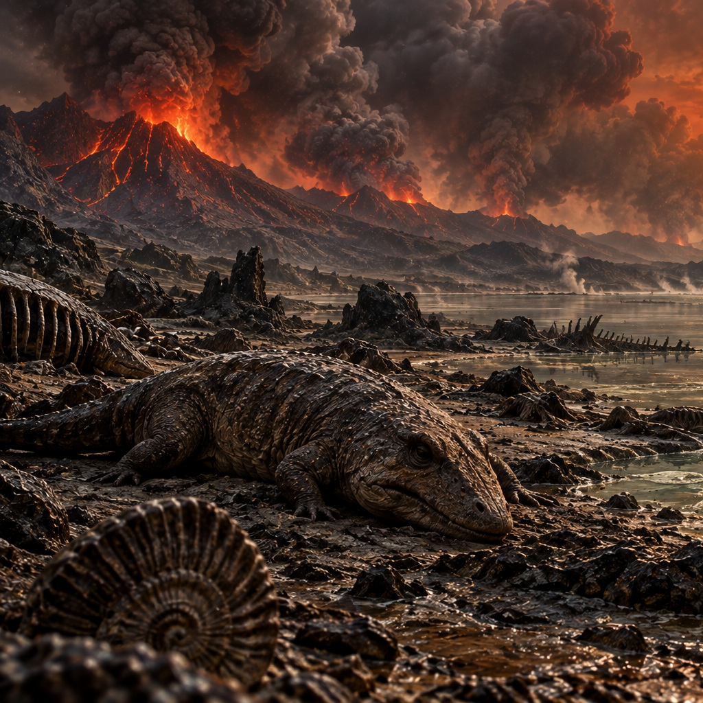 Paisaje devastado durante la extinción masiva del Pérmico-Triásico